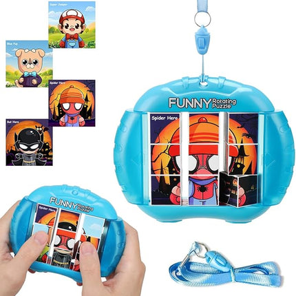 3D Rotating Puzzles for Kids 3 4 5 6 7 8 Year Old, 4 Puzzles in 1, Toddler Toy for Travel, Car, Airplane, Road Trip Activities, Fine Motor Skills, Fidget, Boys & Girls Gifts