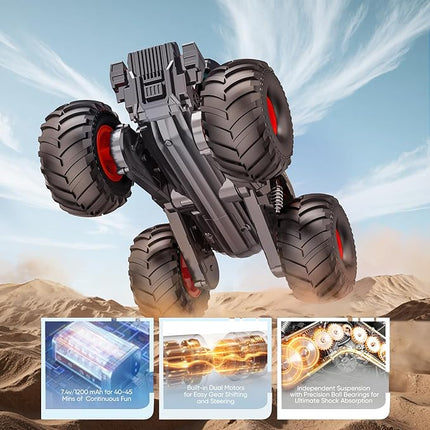 Waterproof Monster Truck Toys 1:16 Amphibious Remote Control Car All Terrain Off-Road Pickup Truck 4WD RC Cars Toys for 8 9 10 11 12 Year Old Boys Gifts (Black)