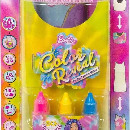 Barbie Color Reveal Toy Set, Tie-Dye Fashion Maker with Barbie & Chelsea Dolls & Accesssories, 50 Surprises Including Pets