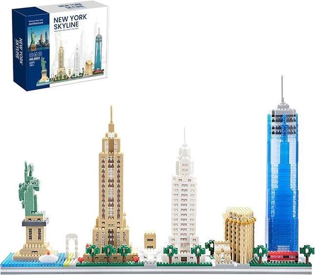 New York Skyline Micro Mini Building Blocks Set for Adults World Famous Landmark Series Architecture Model Kit Toys Gift for Kids 8-12 Ages（3452 Pieces）
