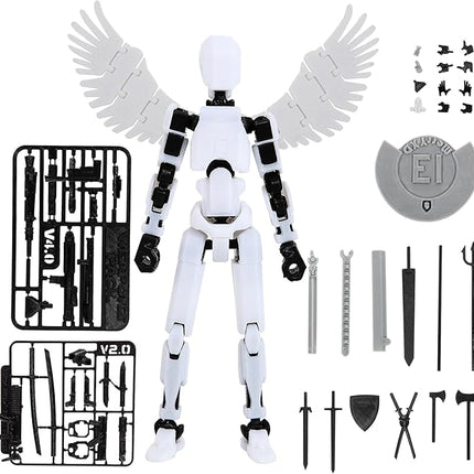 MerryXD T13 3D Action Figure,Assembly Completed Dummy Nova Titan Lucky 13 Action Figure 3D Printed Multi-Jointed Movable Toy White