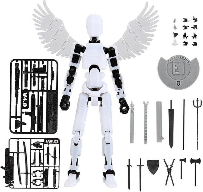MerryXD T13 3D Action Figure,Assembly Completed Dummy Nova Titan Lucky 13 Action Figure 3D Printed Multi-Jointed Movable Toy White