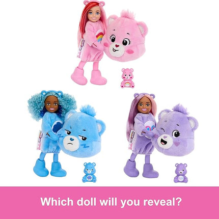 Barbie Cutie Reveal Chelsea Doll & Accessories, Care Bears Series, Small Doll with Costume & 6 Surprises (Styles May Vary)