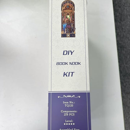 Tonecheer DIY Book Nook Kit for Adults, 3D Wooden Puzzle Bookend Miniature House Kit, Booknook Bookshelf Insert Decor with Dust Cover and LED Lights Gifts (Spacetime Museum)