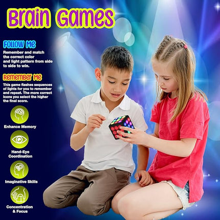 Electronic Brain & Memory Game Cube - Fun Toy Gift Ideas for Ages 6-12+ Year Old Boy & Girl - Cool Toys for Boys and Girls - Handheld Games Gifts for Kids and Teens