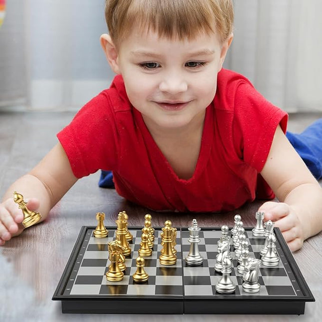 Travel Chess Set Magnetic Vikutu 9.7 Inches Portable Small Folding Chess Board (Medium)