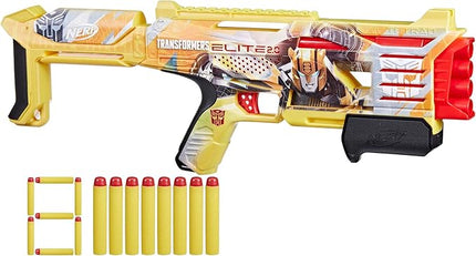 Nerf Transformers Bumblebee Dart Blaster, 8 Nerf Elite Darts, Pump Action, Toy Foam Blasters for 8 Year Old Boys & Girls & Up (Amazon Exclusive)