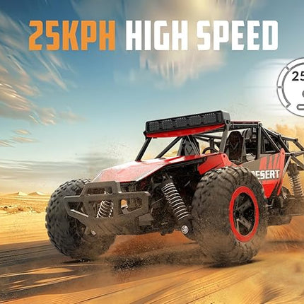 RACENT Remote Control Cars for Boys - 1:16 Scale 20kph Fast RC Truck All Terrain Off-Road Monster Truck Toy for Kids & Adults with 2 Rechargeable Batteries (Red)