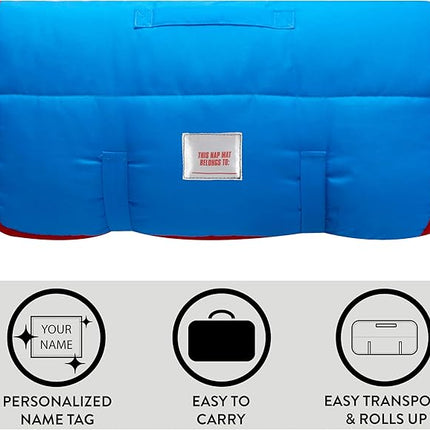 Super Soft Plush Toddler Quilted Nap Mat with Built in Blanket and Pillow