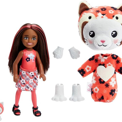 Barbie Cutie Reveal Chelsea Doll & Accessories, Animal Plush Costume & 6 Surprises Including Color Change, Kitten as Red Panda