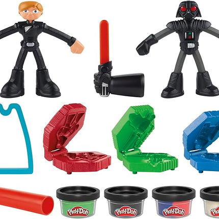 Play-Doh Star Wars Squish & Slice Lightsabers Playset, Bendy 4 Inch Luke Skywalker & Darth Vader Action Figures, Imagination Toys for 4 Year Old Boys & Girls & Up