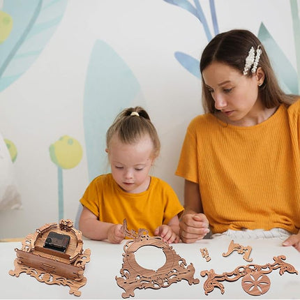 OWNONE1 Wooden 3D Puzzle Clock Model Kit for Adults, DIY Desk Clock, Dark Wooden 3D Puzzles, Crafts Gifts for Kids Children