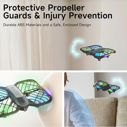 UranHub Drones for Kids 8-12, RC Drone with 720P HD FPV Camera,5 Lighting Modes/2 Batteries/3D Flip/3-Speed/Propeller Protection Cover, Cool Toys Gift for Kids and Beginners(Dark Brown)