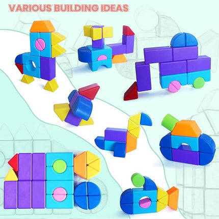 Big Multi-Shape Magnetic Building Blocks, 1.65 Inches Magnetic Toy Set for Toddlers, 8 Colors Montessori Sensory Construction Kit for Boys and Girls 3 4 5 6 Years Old (22PCS)