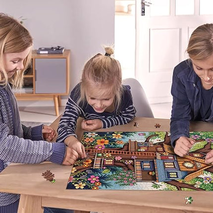 Treehouse Puzzles for Adults 1000 Pieces, Colorful Fantasy Tree of Life Jigsaw Puzzles, Challenging Floral Plant Puzzle
