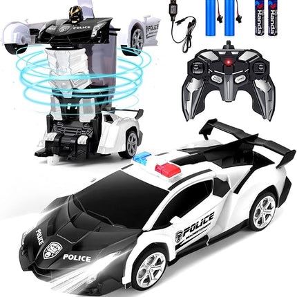 Dolanus Remote Control Car - Transform Robot RC Cars Contains All Batteries: One-Button Deformation and 360 Degree Rotating Drifting, Present Christmas Birthday Gift for Boys/Girls