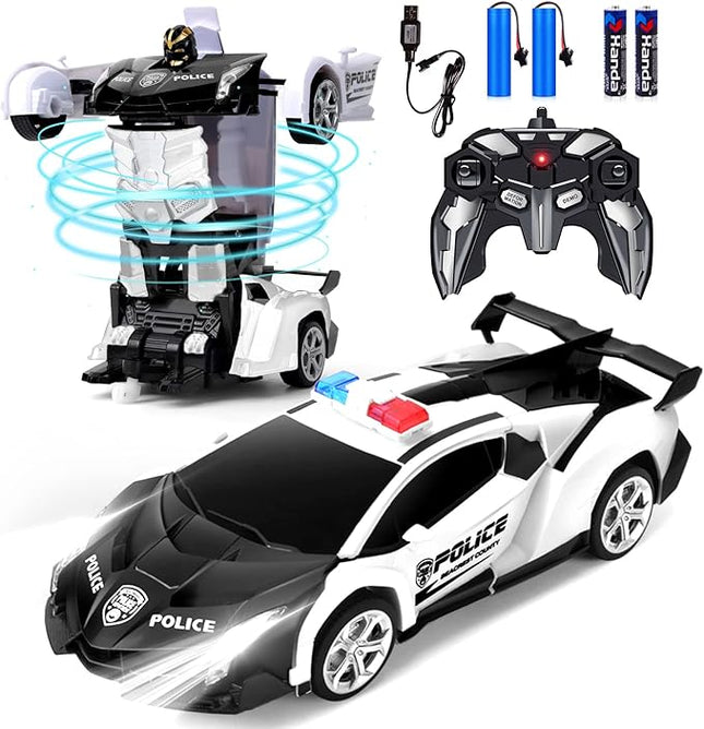 Dolanus Remote Control Car - Transform Robot RC Cars Contains All Batteries: One-Button Deformation and 360 Degree Rotating Drifting, Present Christmas Birthday Gift for Boys/Girls