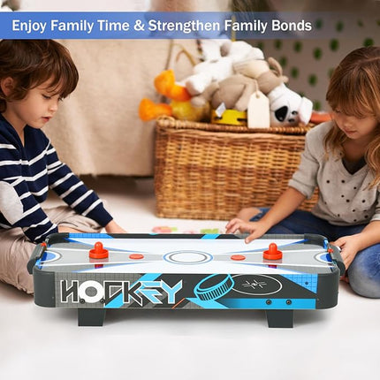 Table Top Air Hockey Table for Kids, 32” Mini Tabletop Air Hockey Game w/Electric Motor Fan, 2 Pushers and 2 Air Hockey Pucks, Great for Playing on The Floor, Tabletop