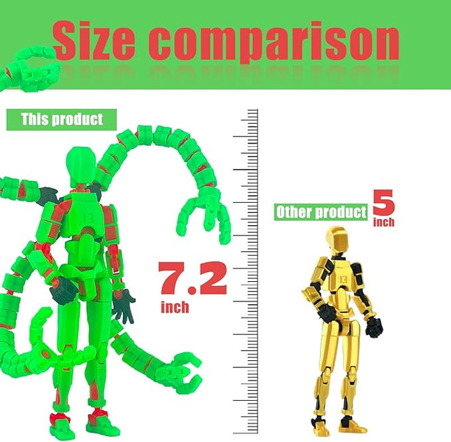 Assembly Completed T13 Action Figure,T13 Action Figure Multi-Jointed Movable,Ultimate Desktop Decor for Lovers t-13 Movability 3D Printed Toys (Green, 7.2in)