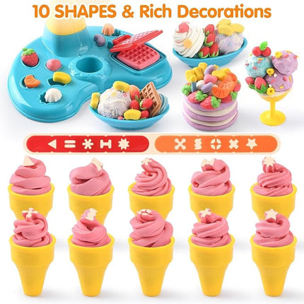 Color Dough Sets for Kids Ages 4-8, Play Kitchen Ice Cream Maker Color Dough Set for Kids Ages 3+, Arts Crafts play Food Toys for Girls Boys,8 Cans of Modeling Compound,2 oz Cans,Multicolor