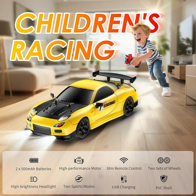 RC Drift Car, 1:14 Scale 4WD Drift Remote Control Car 2.4GHz 28km/h High Speed RC Racing Car, RTR with LED Lights,Racing and Drift Tires for Teens, Kids, Boys and Adults