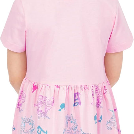 Barbie Dress | Short Sleeve Girls Unicorn Dress | Skater Dress for Girls