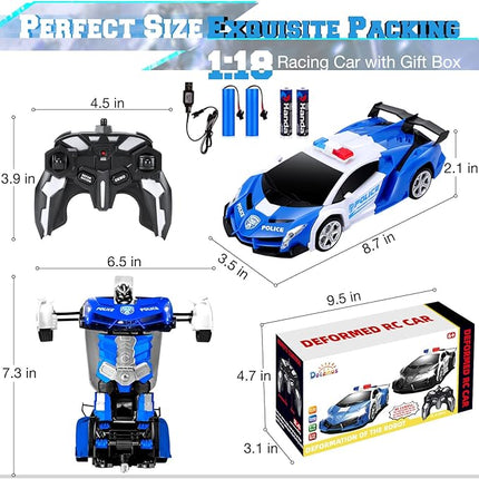 Dolanus Remote Control Car - Transform Robot RC Cars Contains All Batteries: One-Button Deformation and 360 Degree Rotating Drifting, Present Christmas Birthday Gift for Boys/Girls