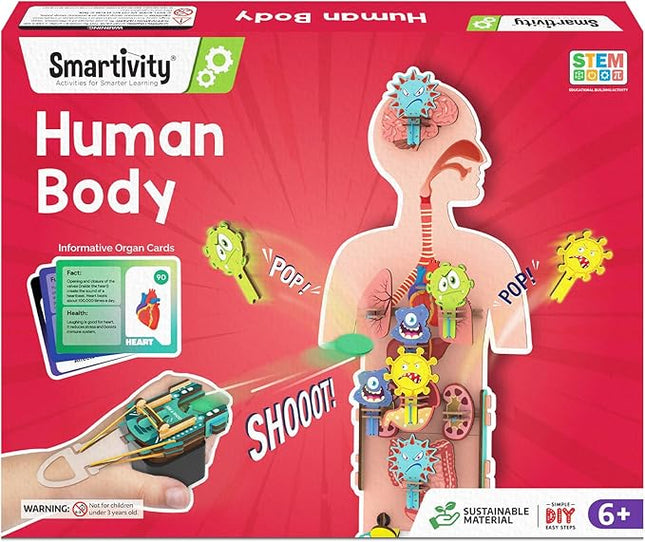 Smartivity Human Body Model for Kids 6 to 12 Years | Learn Body Organs, Functions with Fun Card Games | Christmas, Birthday Gift for Boys & Girls | DIY STEM Science Toys for Kids 6, 8, 10, 12 Years
