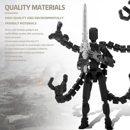 Already Assembled T13 Action Figure Accessories,Dummy 13 T13 Multi-Jointed Movable,for Collectors Desktop Decorations t-13 Movability 3D Printed Toys (Black)