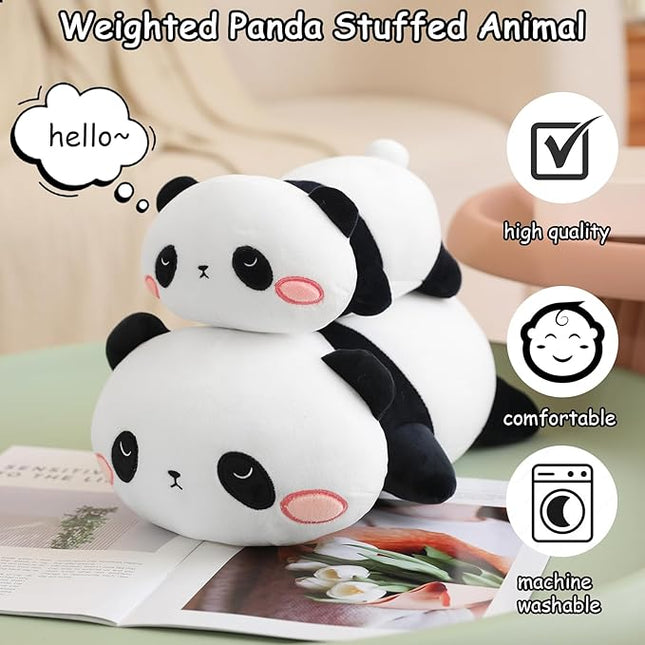SQEQE Weighted Panda Plush, Weighted Panda Stuffed Animal, Cute Plushies Soft Bear Pillow Toy Gift for Kids Adults 23.6 Inch, 3.1 Lbs
