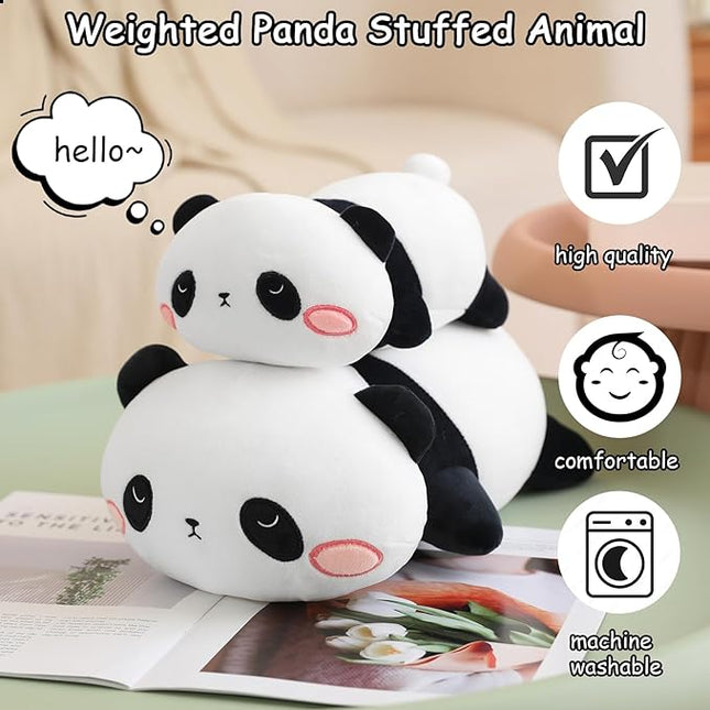 SQEQE Weighted Panda Plush, Weighted Panda Stuffed Animal, Cute Plushies Soft Bear Pillow Toy Gift for Kids Adults 13.8 Inch, 1.6 Lbs