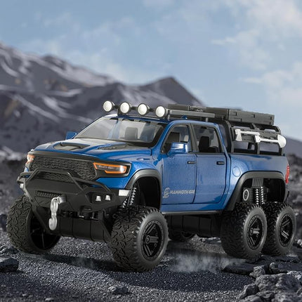 Toy Trucks for Boys 1/32 Diecast Trucks Mammoth Model Truck,Collectible Pickup Truck Model Kit,Pull Back Cars with Lights and Sounds,Toy Trucks for Boys Age 4-7（Blue）