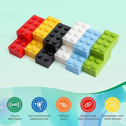 2x4 Bricks Bulk 500 Piece Classic Building Bricks and 1 Gray Baseplate, 2x4 Blocks Bulk Creative Building Toys, Blocks Bulk for Kids Ages 6+, 6 Colors(Samll Bricks, 1.25x0.62x0.47 in)