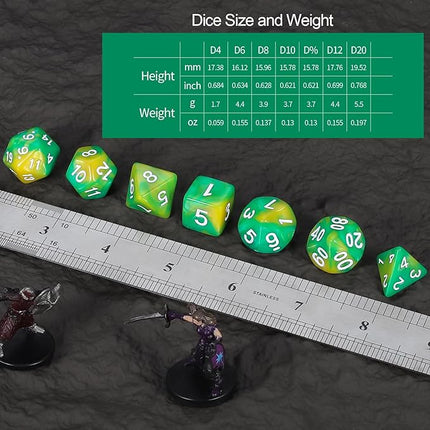 DND Dice Set - QMay 42pcs Polyhedral Dice, 6 Complete Double-Colors D&D Dice Sets with 6 Blue Drawstring Bags for Dungeons and Dragons RPG MTG Table Games