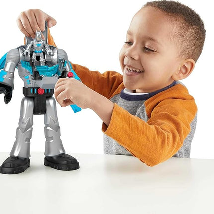 Fisher-Price Imaginext DC Super Friends Batman Toy Insider & Exo Suit 12-Inch Robot with Lights Sounds & Figure for Ages 3+ Years, Defender Grey