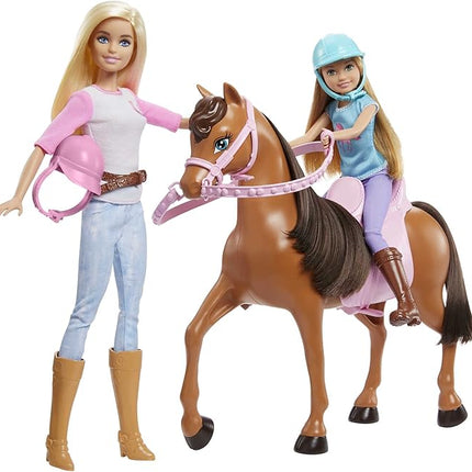Barbie - Stacie Sisters on Horse Playset with Horse and Saddle of 2, with Riding Suits, Toy and Gift for Children 3+ Years, GXD65.