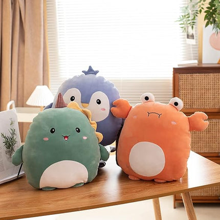 Soft Flat Dinosaur Plush Hugging Pillow Cute Green Dinosaur Unicorn Stuffed Animal Dino Plushies Toys Kids Dino Anime Cushion for Birthday, Valentine's Day, Christmas...16.5 Inch