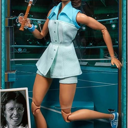 Barbie Inspiring Women Series Billie Jean King Collectible Doll, Approx. 12-in, Wearing Tennis Dress and Accessories, with Doll Stand and Certificate of Authenticity