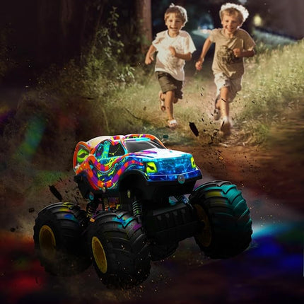 Kraken Monster Truck RC Car, Remote Control Car for Kids Aged 4-8, 1:16 Scale with LED Lights, 2.4GHz Truck Toys, Birthday Gift for 5 6 7 Year Old Boys