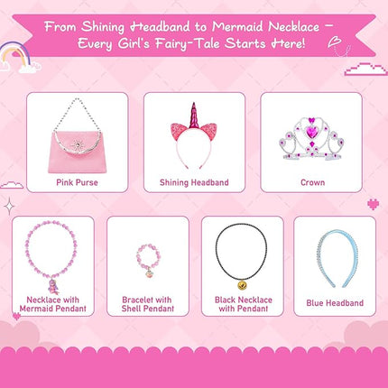 Meland Princess Dress Up - Dress Up Clothes for Girls with Toys,Christmas Birthday Gift for Toddler Girls 3,4,5,6,7,8 Years