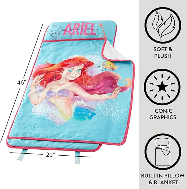 Super Soft Plush Toddler Quilted Nap Mat with Built in Blanket and Pillow