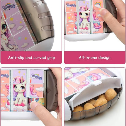 Rotating 3D Puzzle for Kids 3 4 5 6 7 Year Old, 4 Puzzles in 1, Handheld Game Fidget Toys for Travel, Cars & Plane, Fine Motor Skills Developing (Magical Unicorn Squad)