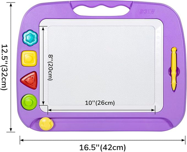 SGILE Large Magnetic Drawing Board for Kids, Toddlers Toys for 1 2 3 4 Year Old, Etch & Sketch Pad with 4 Stamps, Learning and Educational Toys for Boys Girls Gift, 16 ×13 in (42 x 32 CM), Purple
