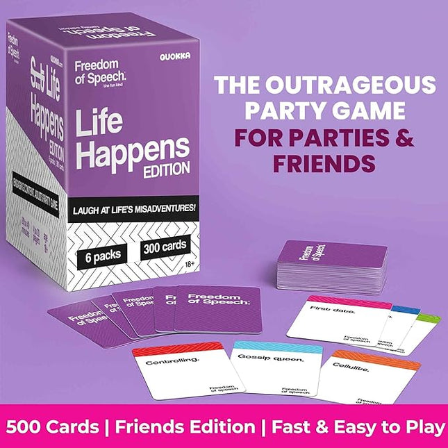 QUOKKA Freedom of Speech Card Board Game - Life Happens Edition - Fast-Paced | Guess The Word | Easy to Play - Party Game for Game Night