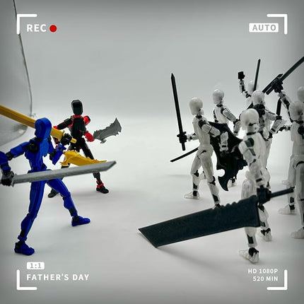 3D Printed 5.54-inch Multi-Jointed Action Figures Dummy13, Full Body Mechanical Movable Toy, Multiple Accessories, Hand Painted Figure, Desk Decoration, Creative Gifts (Z-Set1)
