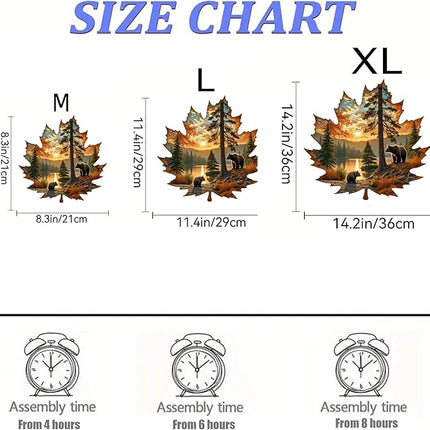 Wooden Puzzles, 149 Pieces Maple Leaf Jigsaw Puzzles, Unique Shaped Wooden Puzzle for Adults and Kids, Family Game(Maple Leaf, Large)