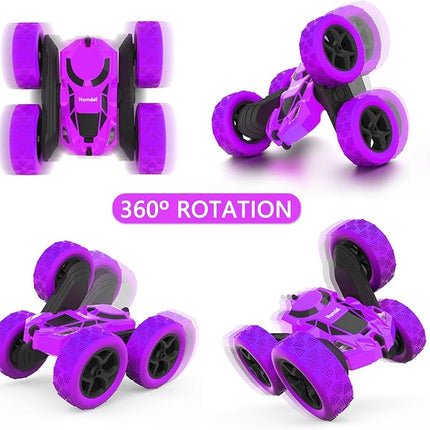 Remote Control Car for Girls, Stunt Rc Car, Princess Toys for Girl 6 7 8 9, Electir Toy, Double-Sided 360° Rotating 4WD Rc Drift Truck for Birthday Gift (Purple)