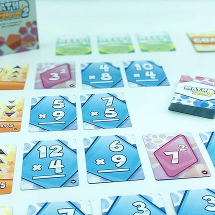 Genius Games Math Rush 2: Multiplication & Exponents - A Cooperative Time-Based Educational Math Flash Card Game for Kids, Students, and Families | STEM Game to Master Mental Math Skills