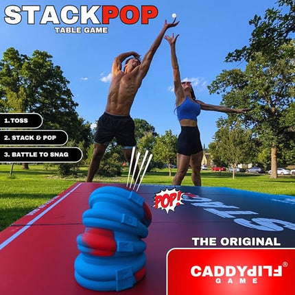 Stackpop, Blitz, Table Game, Outdoor Toss, Stack, Pop, and Catch, Outdoor Fun, Tailgating, Beach, Backyard, Football Blitz & Parties – Skilled, Active Game for Teens & Adults