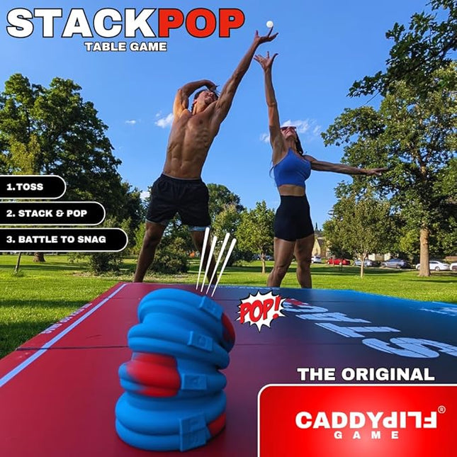 Stackpop, Blitz, Table Game, Outdoor Toss, Stack, Pop, and Catch, Outdoor Fun, Tailgating, Beach, Backyard, Football Blitz & Parties – Skilled, Active Game for Teens & Adults